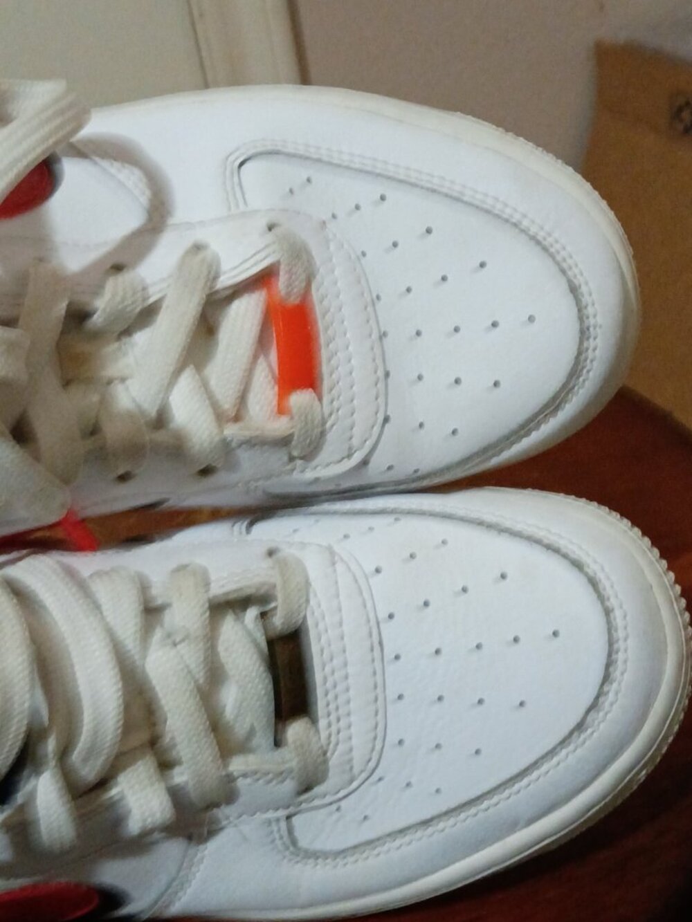 Nike Air Force 1 Low Youth Sneakers Shoes 5.5Y White Red Leather CW1574-101 - Picture 13 of 13